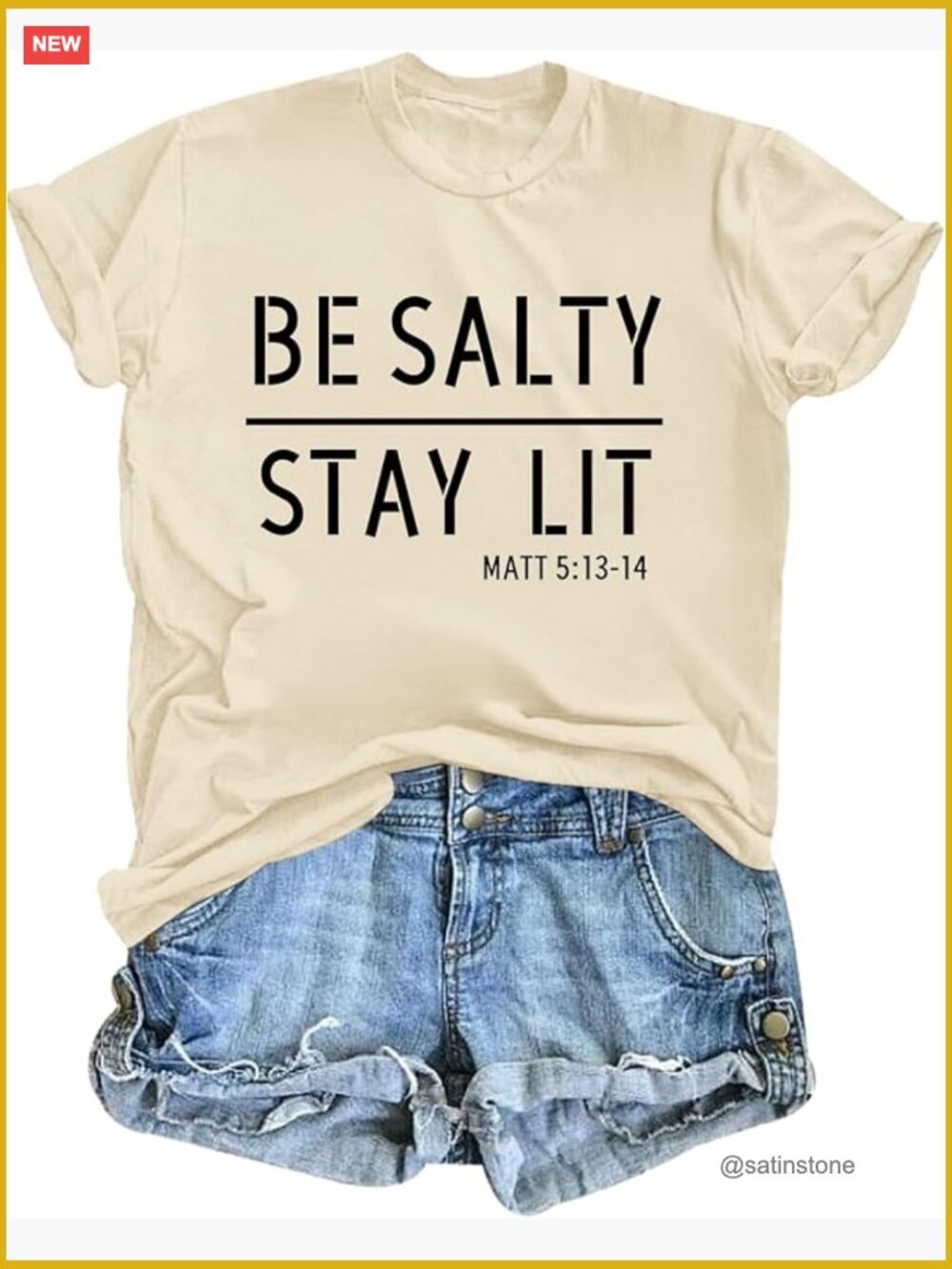 Christian Graphic Tee for Women Be Salty Stay Lit Funny Bible Verse T-Shirt